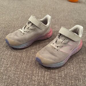New Balance Kids Gray and Pink Sneakers